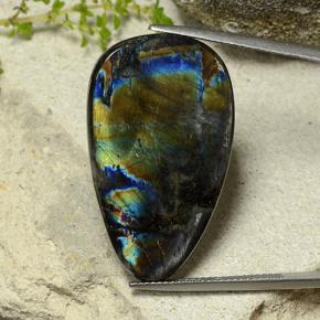 Spettrolite Multicolore naturale da 19.61 ct, Forma a pera, Opaco