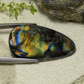 Spettrolite Multicolore naturale da 19.61 ct, Forma a pera, Opaco