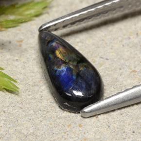 Spettrolite naturale multicolore da 0,91 ct, taglio a pera, opaco