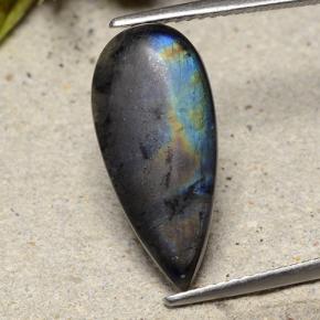 Spettrolite Multicolore naturale da 4.16 ct, Forma a pera, Opaco