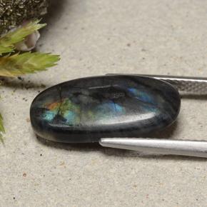 Spettrolite naturale multicolore da 5,01 ct, taglio ovale, opaco