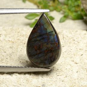 Spettrolite naturale multicolore da 3,20 ct, taglio a pera, opaco