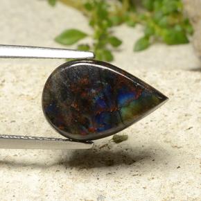 Spettrolite naturale multicolore da 3,20 ct, taglio a pera, opaco