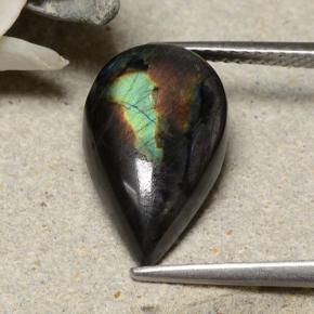 Spettrolite naturale multicolore da 5,24 ct, taglio a pera, opaco
