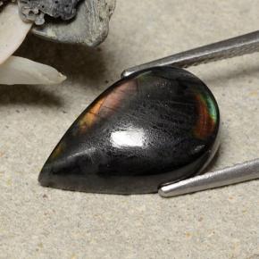 Spettrolite naturale multicolore da 5,24 ct, taglio a pera, opaco