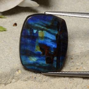 Spettrolite naturale multicolore da 7,51 ct, taglio a cuscino, opaco