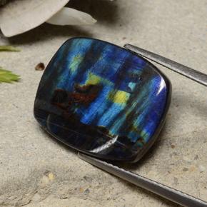 Spettrolite naturale multicolore da 7,51 ct, taglio a cuscino, opaco