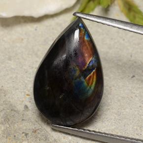 Spettrolite naturale multicolore da 4,80 ct, taglio a pera, opaco