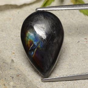 Spettrolite naturale multicolore da 4,80 ct, taglio a pera, opaco