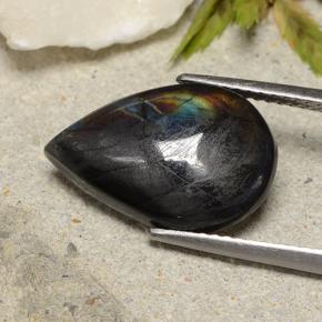 Spettrolite naturale multicolore da 4,80 ct, taglio a pera, opaco