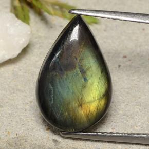 Spettrolite Multicolore naturale da 6.53 ct, Forma a pera, Opaco