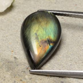 Spettrolite Multicolore naturale da 6.53 ct, Forma a pera, Opaco