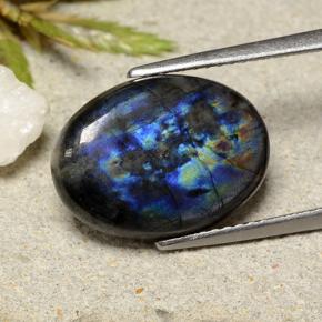 Spettrolite naturale multicolore da 5,25 ct, taglio ovale, opaco