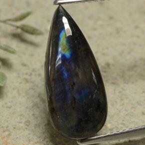 Spettrolite naturale multicolore da 3,37 ct, taglio a pera, opaco