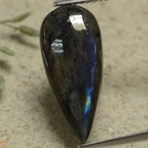 Spettrolite naturale multicolore da 3,37 ct, taglio a pera, opaco