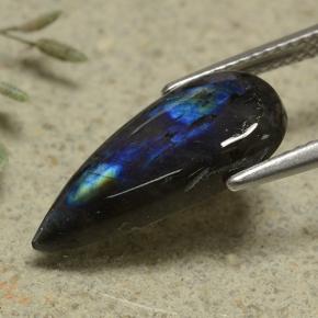 Spettrolite naturale multicolore da 3,37 ct, taglio a pera, opaco