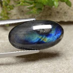 Spettrolite naturale multicolore da 3,73 ct, taglio ovale, opaco