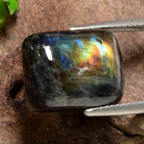 Spettrolite Multicolore naturale da 10.12 ct, Taglio a baguette, Opaco