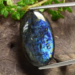 Spettrolite naturale multicolore da 12,54 ct, taglio ovale, opaco
