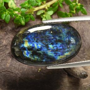 Spettrolite naturale multicolore da 12,54 ct, taglio ovale, opaco