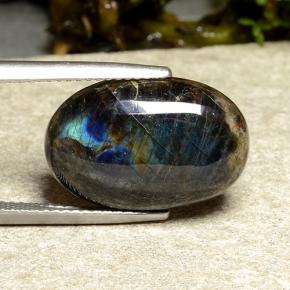 Spettrolite naturale multicolore da 8,80 ct, taglio ovale, opaco