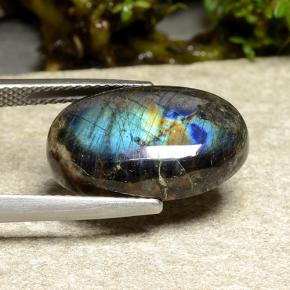 Spettrolite naturale multicolore da 8,80 ct, taglio ovale, opaco