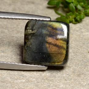 Spettrolite naturale multicolore da 4,43 ct, quadrato, opaco