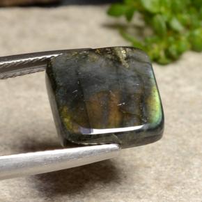Spettrolite naturale multicolore da 4,43 ct, quadrato, opaco