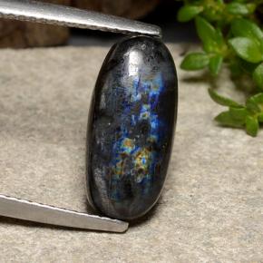 Spettrolite naturale multicolore da 3,83 ct, taglio ovale, opaco