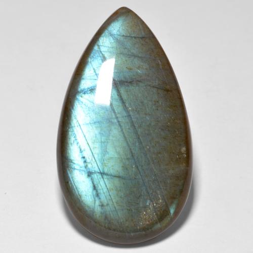 Spettrolite naturale multicolore da 20,16 ct, taglio a pera, traslucido