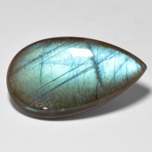 Spettrolite naturale multicolore da 20,16 ct, taglio a pera, traslucido