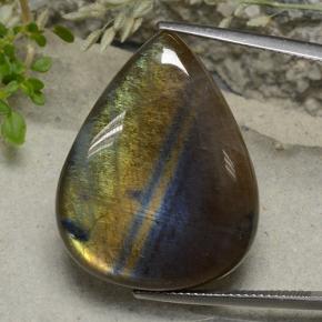 Spettrolite naturale multicolore da 30,89 ct, taglio a pera, traslucido