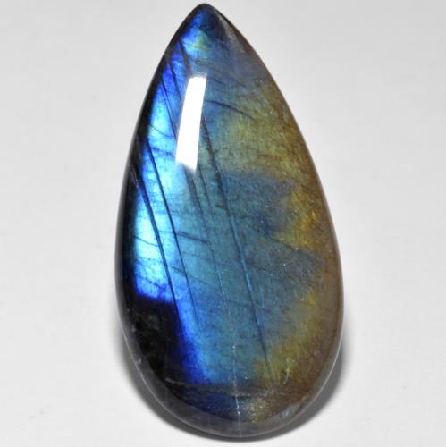 Spettrolite naturale multicolore da 21,05 ct, taglio a pera, traslucido