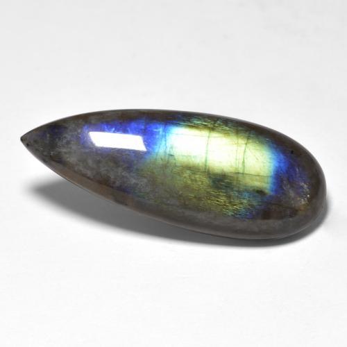 Spettrolite Multicolore naturale da 15.79 ct, Forma a pera, Traslucido