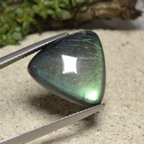 Spettrolite naturale multicolore da 9,60 ct, trillion, opaco