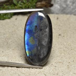 Spettrolite naturale multicolore da 16,87 ct, taglio ovale, opaco