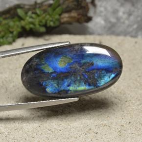 Spettrolite naturale multicolore da 16,87 ct, taglio ovale, opaco