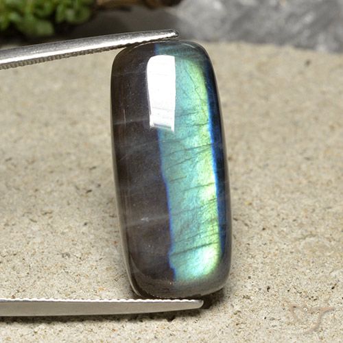 Spettrolite naturale multicolore da 17,73 ct, taglio a cuscino, opaco