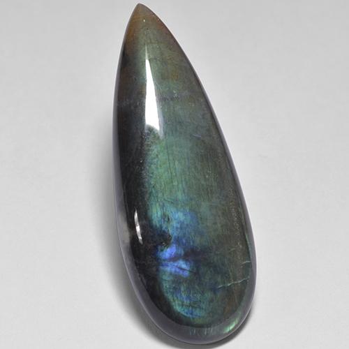 Spettrolite naturale multicolore da 16,58 ct, taglio a pera, opaco