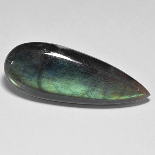 Spettrolite naturale multicolore da 16,58 ct, taglio a pera, opaco