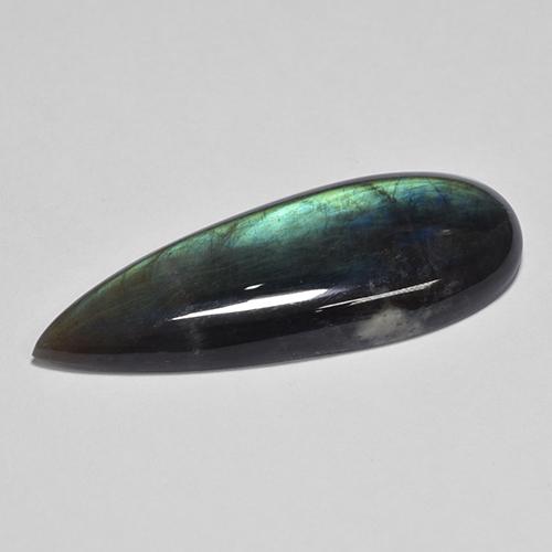 Spettrolite naturale multicolore da 16,58 ct, taglio a pera, opaco