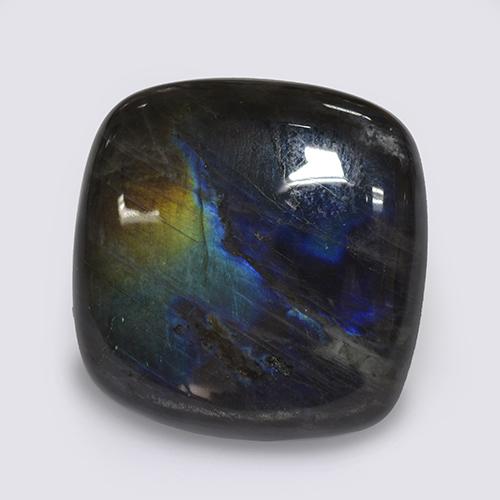 Spettrolite naturale multicolore da 19,29 ct, taglio a cuscino, opaco
