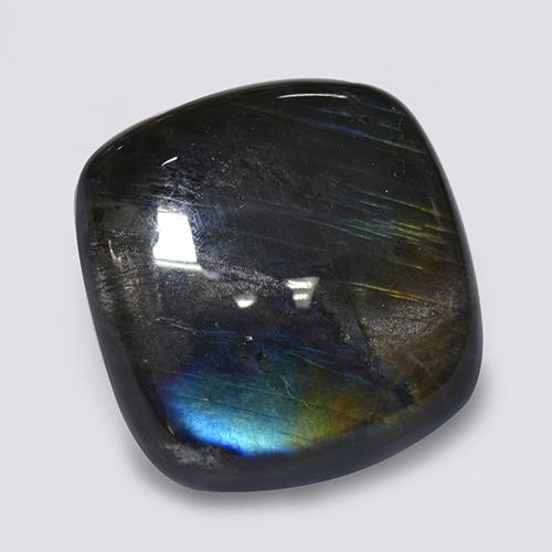 Spettrolite naturale multicolore da 19,29 ct, taglio a cuscino, opaco