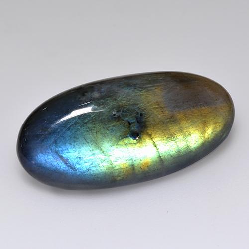 Spettrolite naturale multicolore da 14,58 ct, taglio ovale, opaco