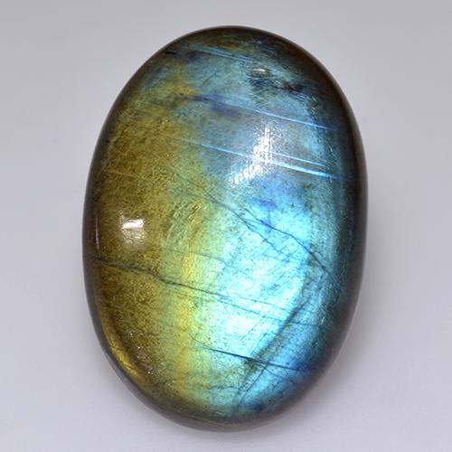 Spettrolite naturale multicolore da 17,91 ct, taglio ovale, traslucido