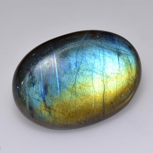 Spettrolite naturale multicolore da 17,91 ct, taglio ovale, traslucido