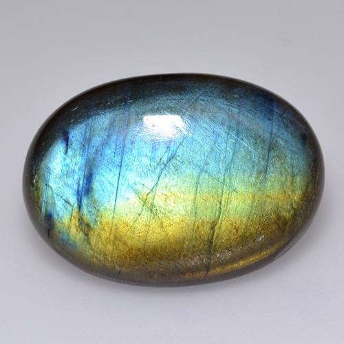 Spettrolite naturale multicolore da 17,91 ct, taglio ovale, traslucido