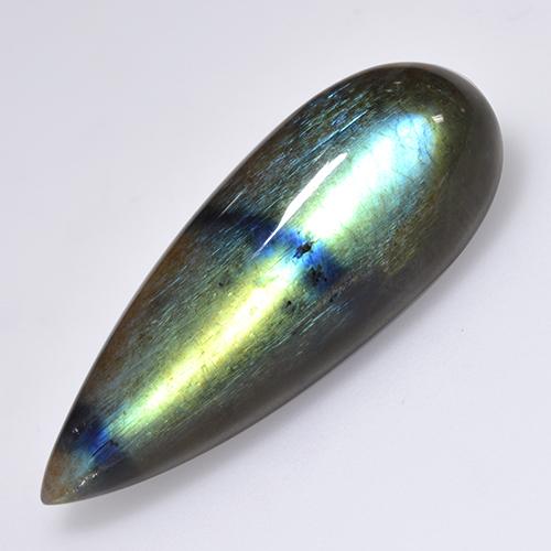 Spettrolite Multicolore naturale da 15.97 ct, Forma a pera, Traslucido