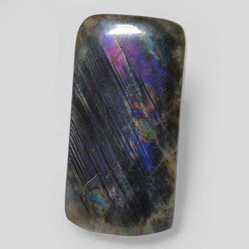 Spettrolite naturale multicolore da 7,54 ct, taglio a cuscino, opaco