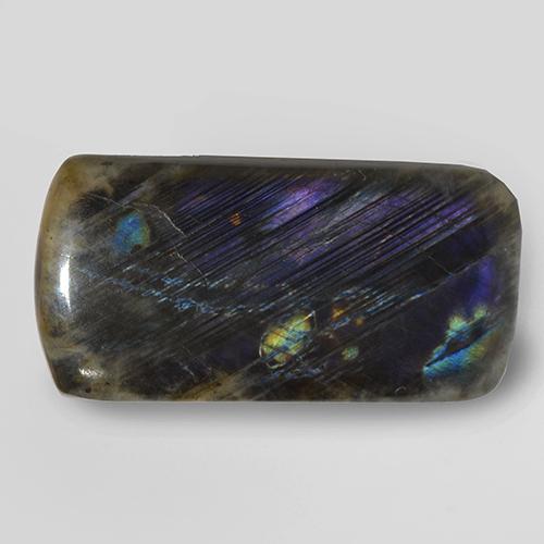 Spettrolite naturale multicolore da 7,54 ct, taglio a cuscino, opaco